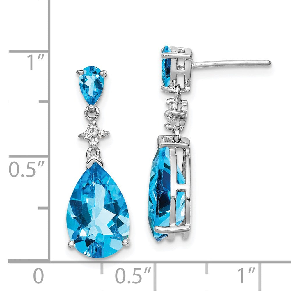 Sterlingsilber Rhodiniert Blau und Weiß Topas Ohrringe