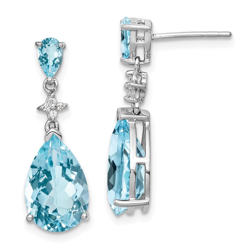 Sterlingsilber Rhodiniert Blau und Weiß Topas Ohrringe