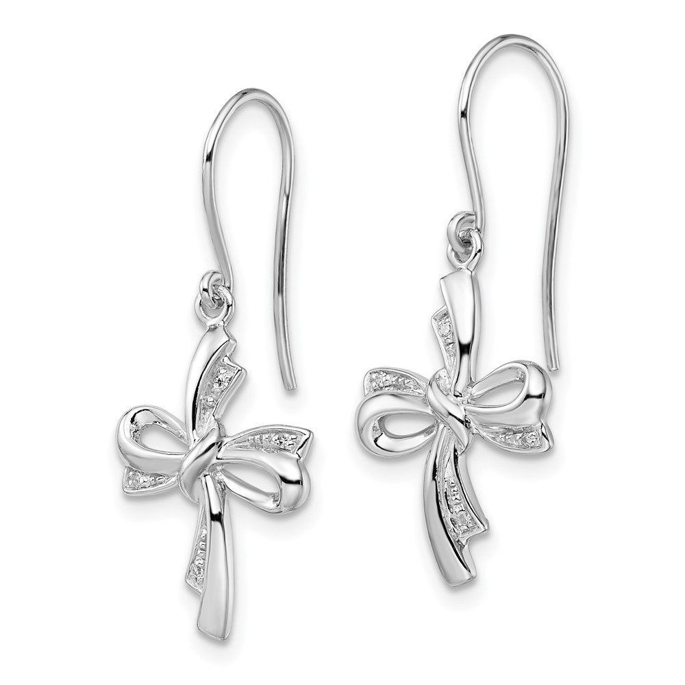 Sterlingsilber Rhodiniert Diamant Kreuz Ohrhänger
