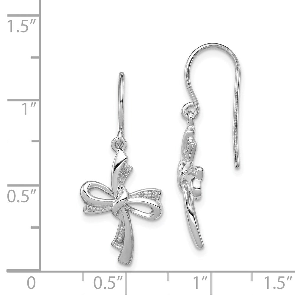 Sterlingsilber Rhodiniert Diamant Kreuz Ohrhänger