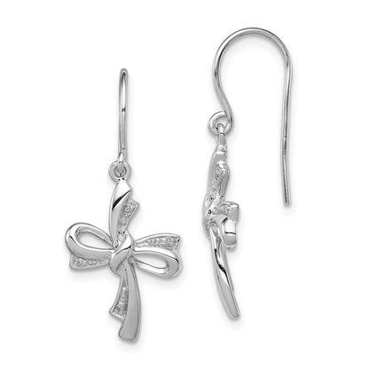 Sterlingsilber Rhodiniert Diamant Kreuz Ohrhänger
