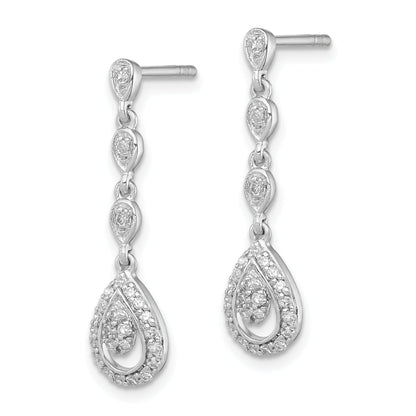Sterlingsilber Rhodium & Diamant. Tropfen Stecker Ohrhänger