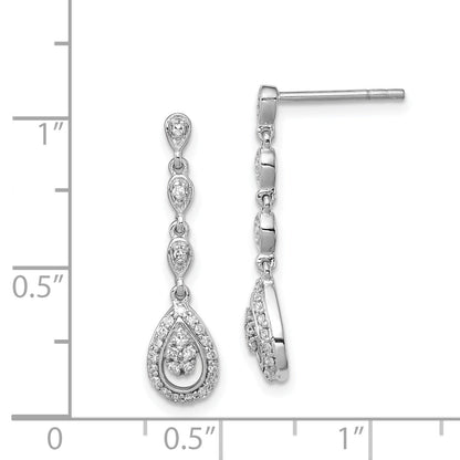 Sterlingsilber Rhodium & Diamant. Tropfen Stecker Ohrhänger