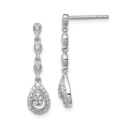 Sterlingsilber Rhodium & Diamant. Tropfen Stecker Ohrhänger