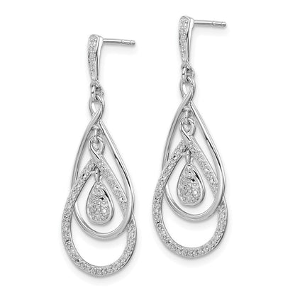 Sterlingsilber Rhodiniert Diamant Stecker Ohrhänger