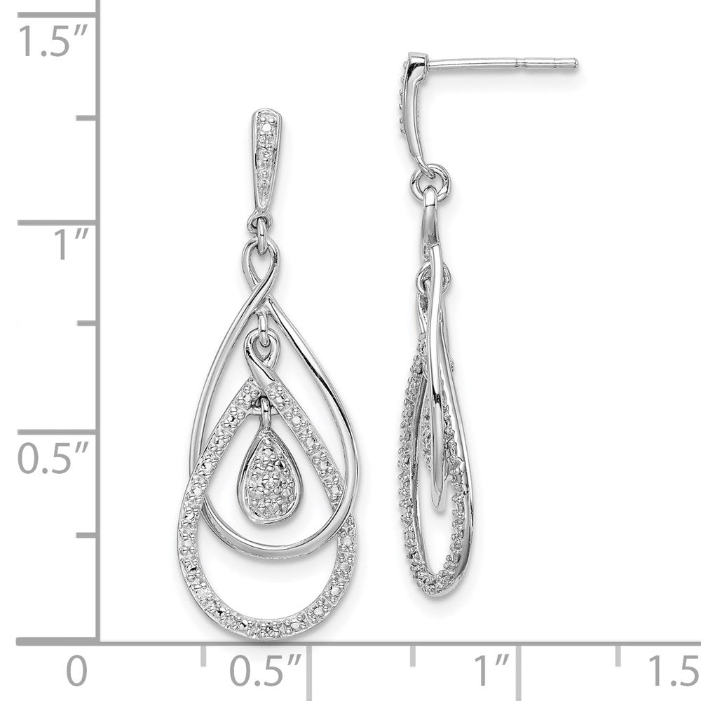 Sterlingsilber Rhodiniert Diamant Stecker Ohrhänger