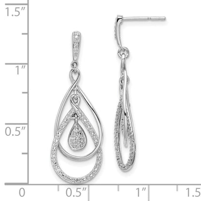 Sterlingsilber Rhodiniert Diamant Stecker Ohrhänger