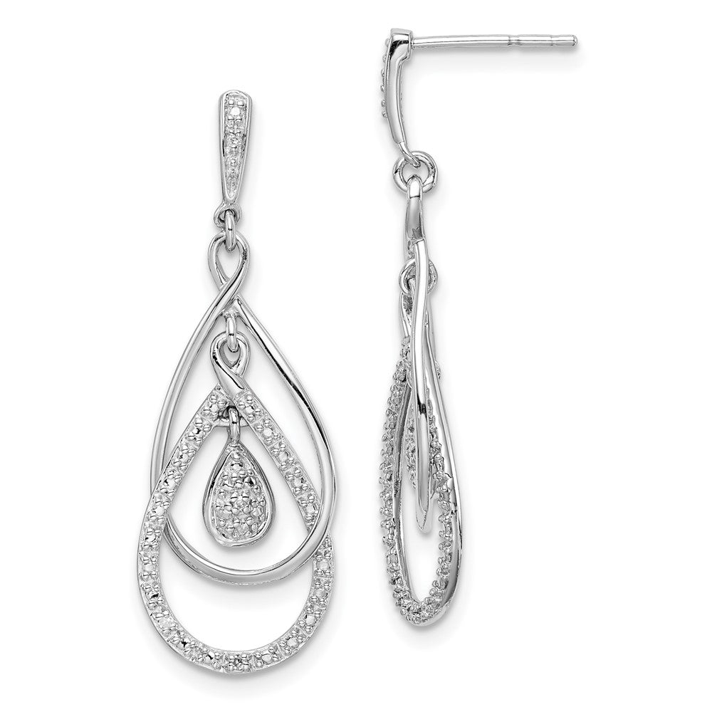 Sterlingsilber Rhodiniert Diamant Stecker Ohrhänger