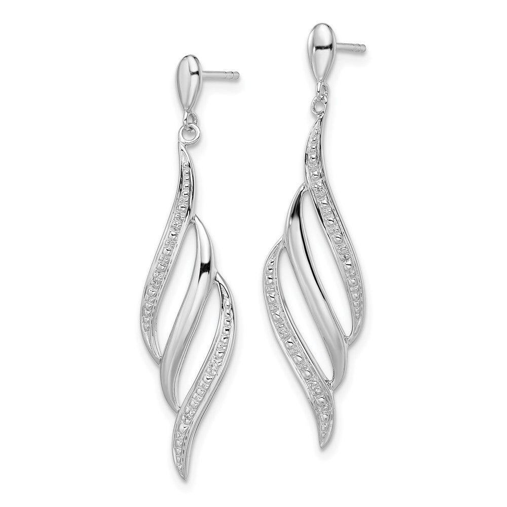 Sterlingsilber Rhodiniert Diamant Wirbel Stecker Ohrhänger