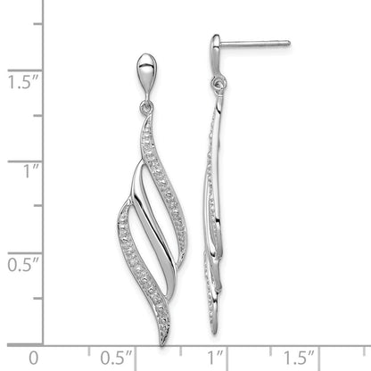 Sterlingsilber Rhodiniert Diamant Wirbel Stecker Ohrhänger