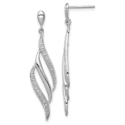 Sterlingsilber Rhodiniert Diamant Wirbel Stecker Ohrhänger