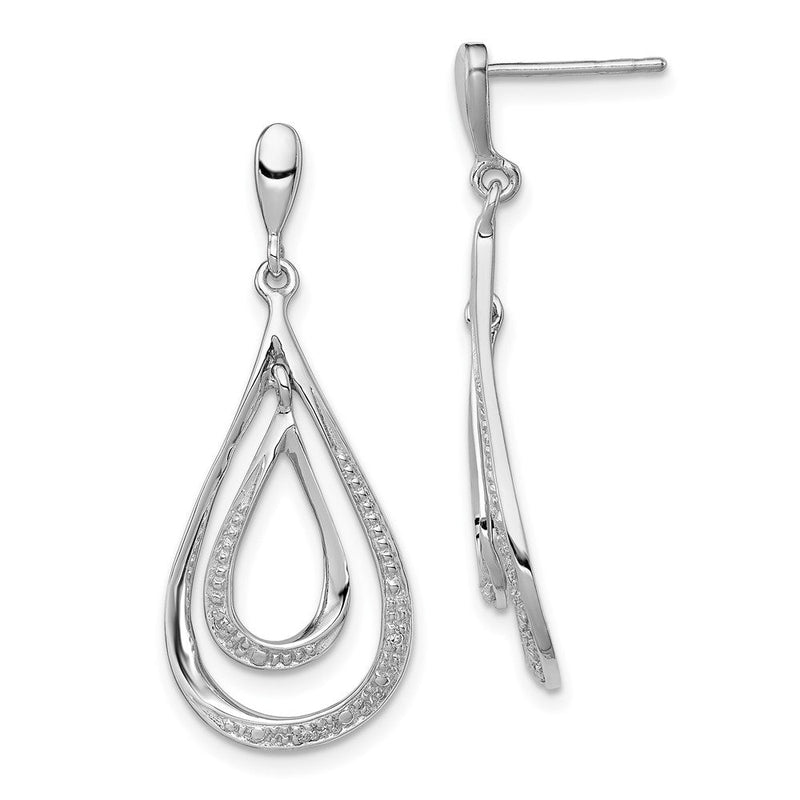 Sterlingsilber Rhodiniert Diamant Stecker Ohrhänger