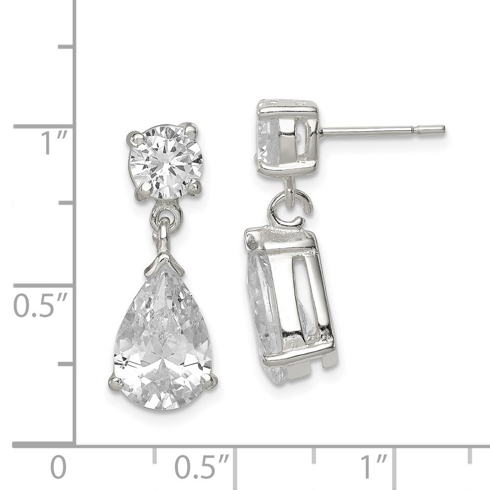Sterlingsilber Poliert Zirkonia Tropfen Geformt Stecker Ohrhänger