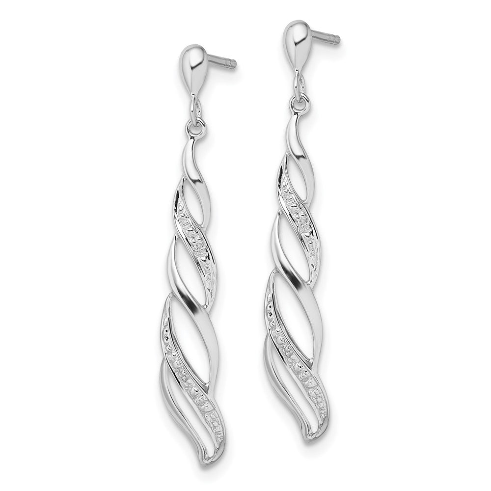 Sterlingsilber Rhodiniert Diamant Wirbel Stecker Ohrhänger