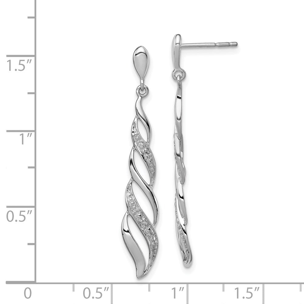 Sterlingsilber Rhodiniert Diamant Wirbel Stecker Ohrhänger