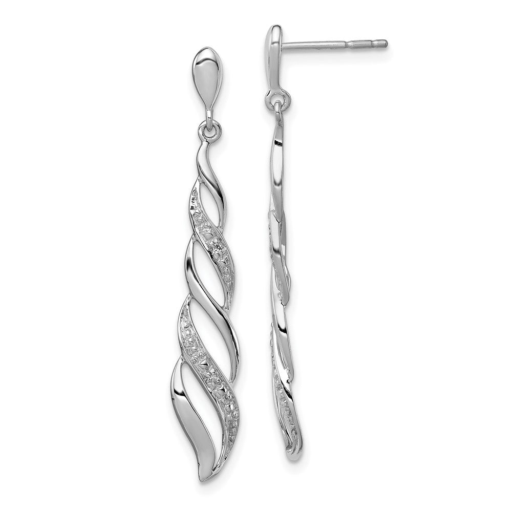 Sterlingsilber Rhodiniert Diamant Wirbel Stecker Ohrhänger