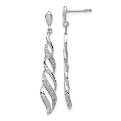Sterlingsilber Rhodiniert Diamant Wirbel Stecker Ohrhänger