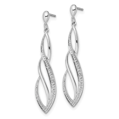 Sterlingsilber Rhodiniert Diamant Wirbel Stecker Ohrhänger