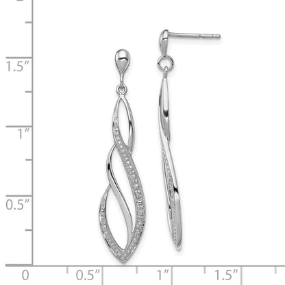 Sterlingsilber Rhodiniert Diamant Wirbel Stecker Ohrhänger