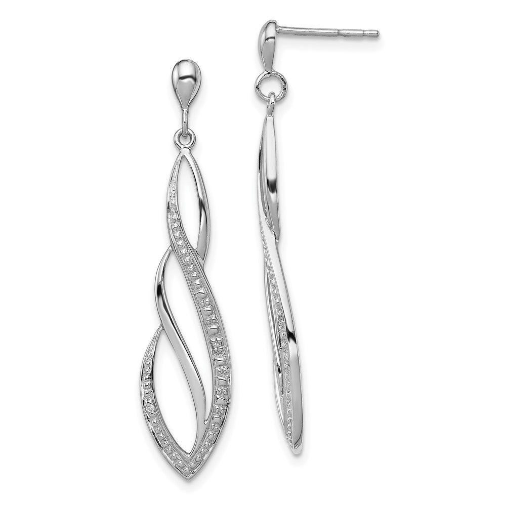 Sterlingsilber Rhodiniert Diamant Wirbel Stecker Ohrhänger