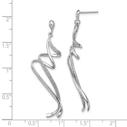 Sterlingsilber Rhodiniert Diamant Wirbel Stecker Ohrhänger