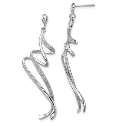 Sterlingsilber Rhodiniert Diamant Wirbel Stecker Ohrhänger