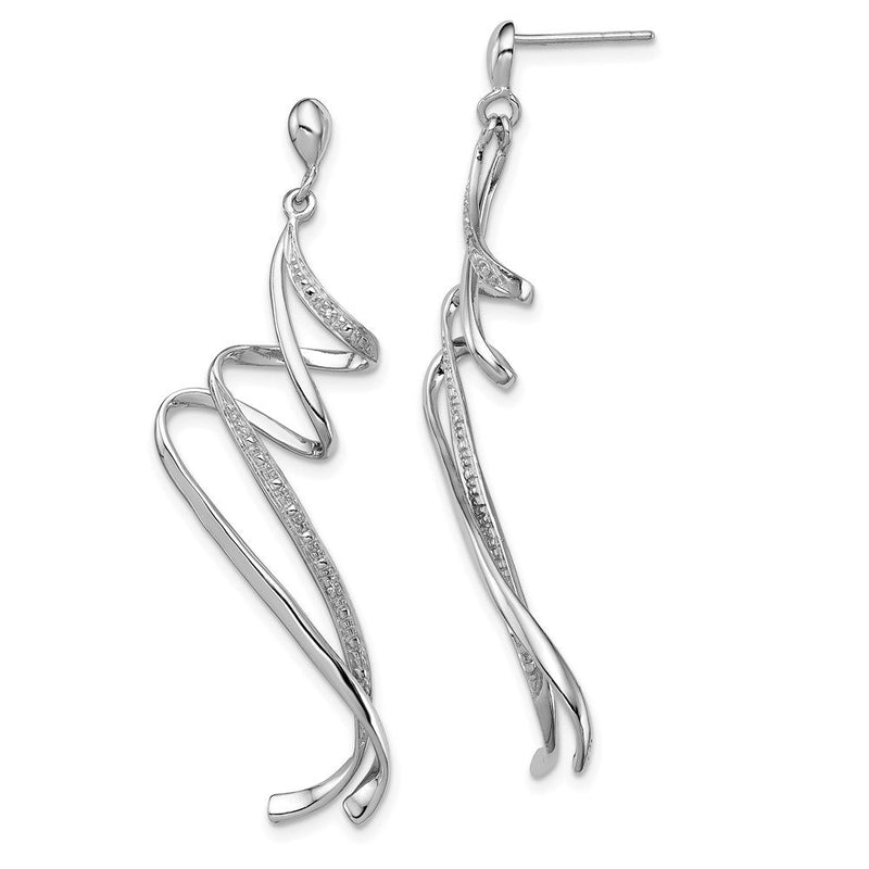 Sterlingsilber Rhodiniert Diamant Wirbel Stecker Ohrhänger