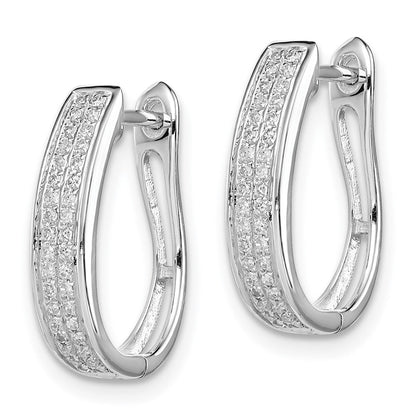 Sterlingsilber Rhodium Diamant. Oval Klappbar Creolen