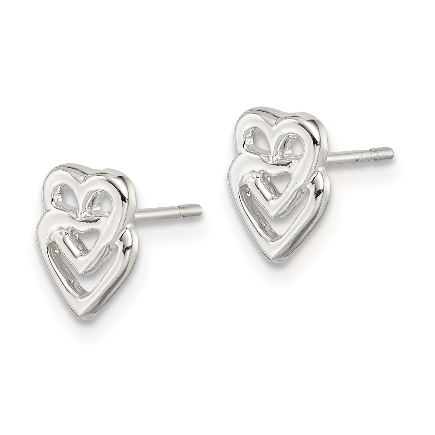 Sterlingsilber Poliert Doppelt Offen Herz Kinder Ohrstecker