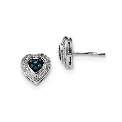 Sterlingsilber Blau Diamant Klein Herz Ohrstecker
