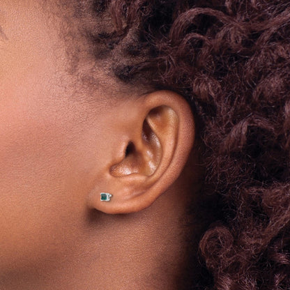 Sterlingsilber Weiß Nacht Rhodiniert Blau Diamant Stecker Ohrstecker