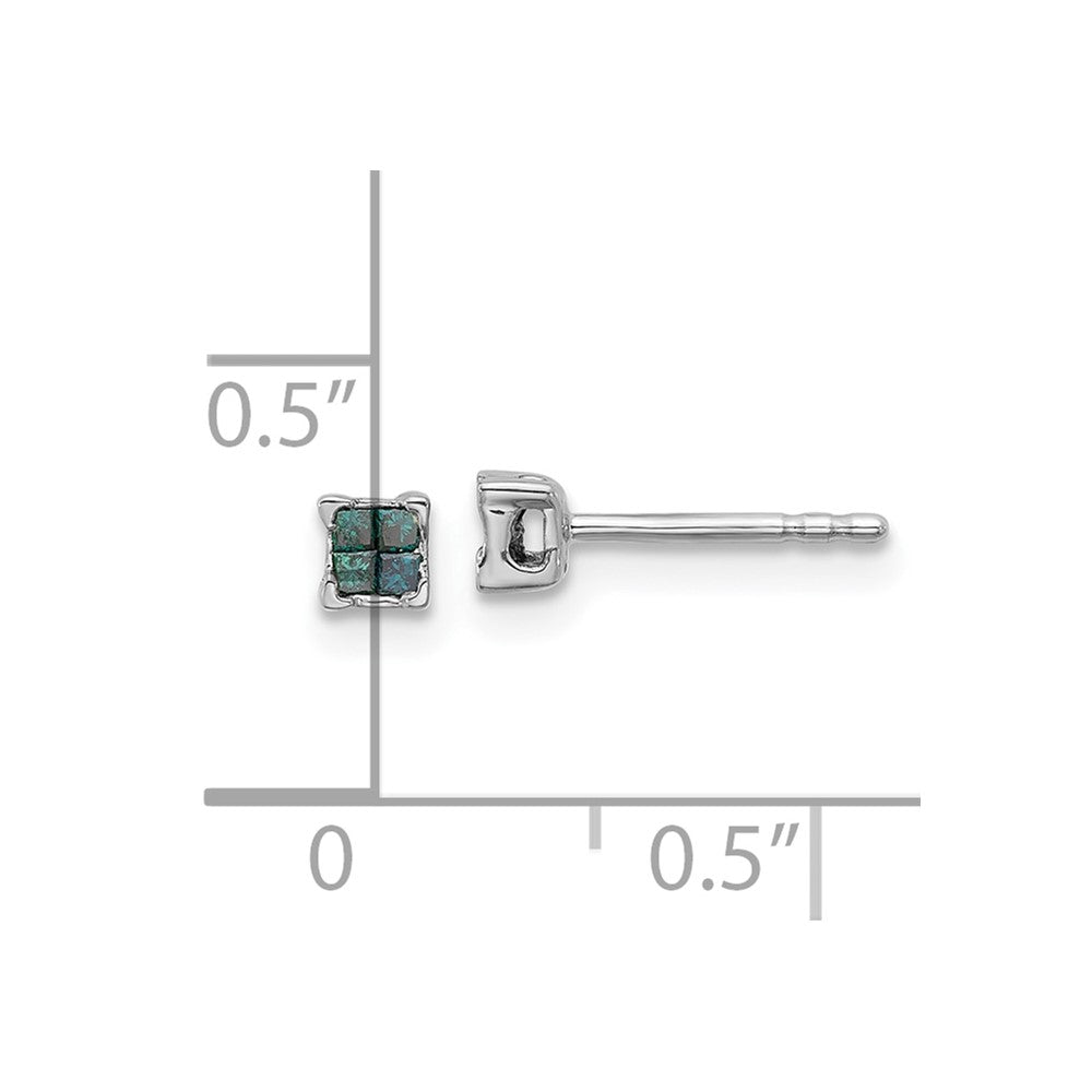 Sterlingsilber Weiß Nacht Rhodiniert Blau Diamant Stecker Ohrstecker