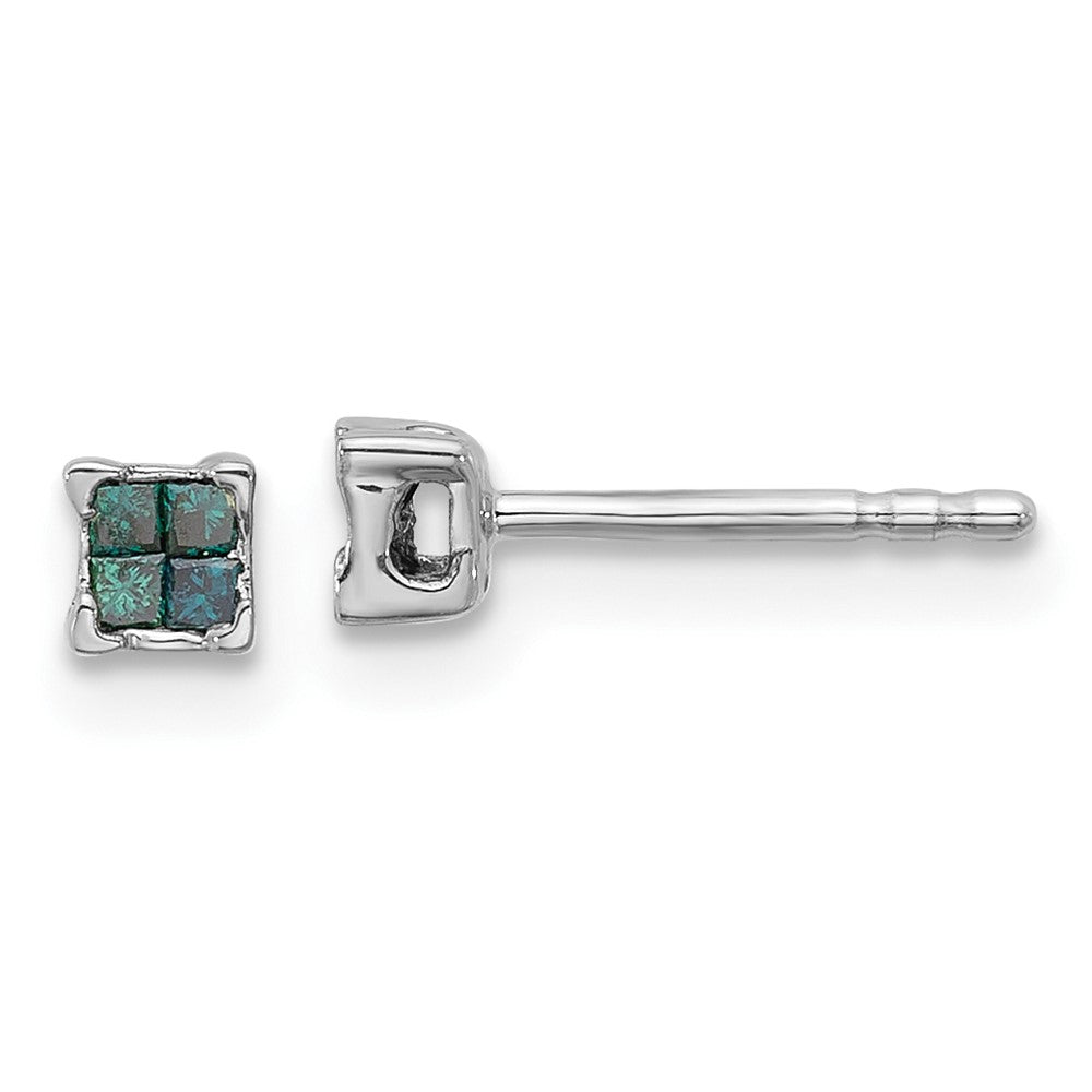 Sterlingsilber Weiß Nacht Rhodiniert Blau Diamant Stecker Ohrstecker