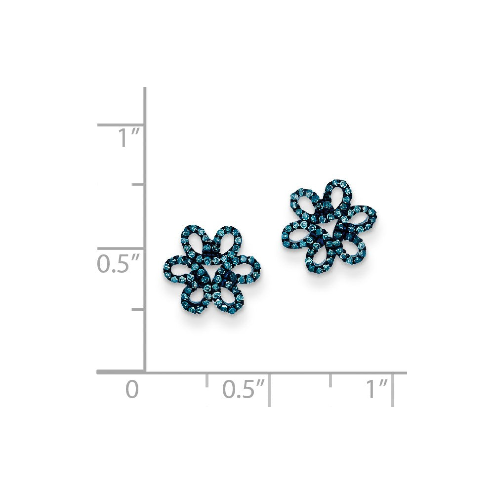Sterlingsilber Blau Diamant Blume Ohrstecker