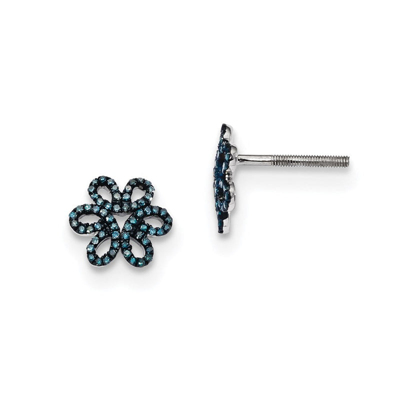 Sterlingsilber Blau Diamant Blume Ohrstecker