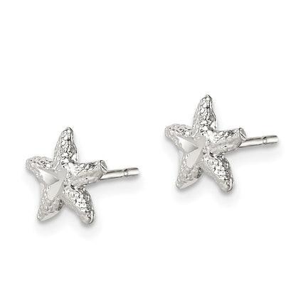 Sterlingsilber Seestern Mini Ohrringe mit Diamantiert Mittig