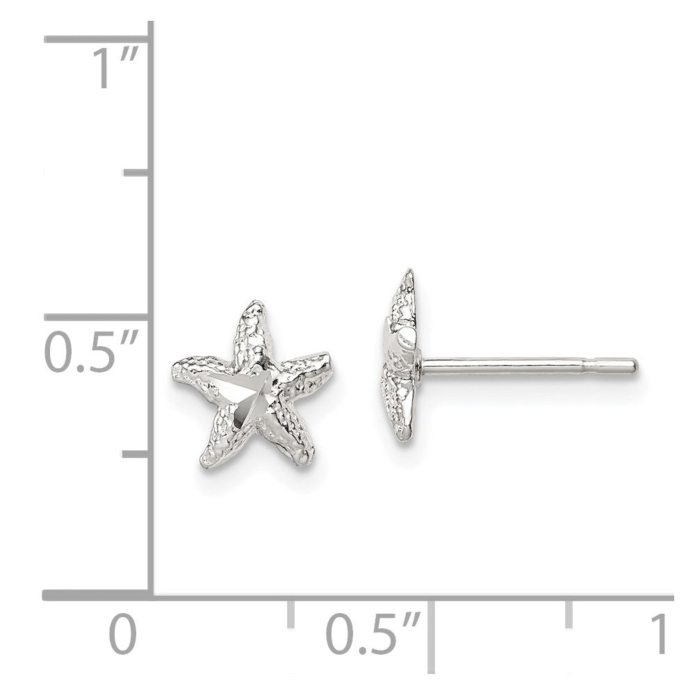 Sterlingsilber Seestern Mini Ohrringe mit Diamantiert Mittig