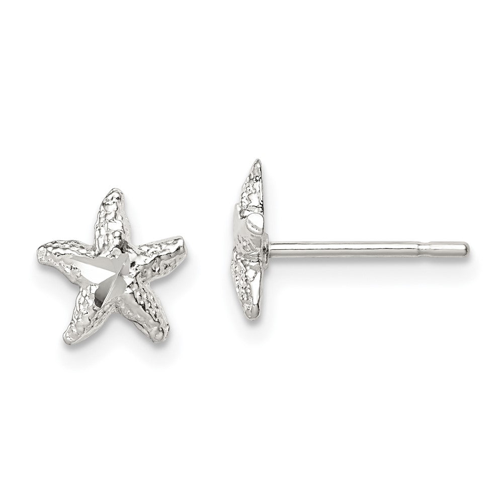 Sterlingsilber Seestern Mini Ohrringe mit Diamantiert Mittig