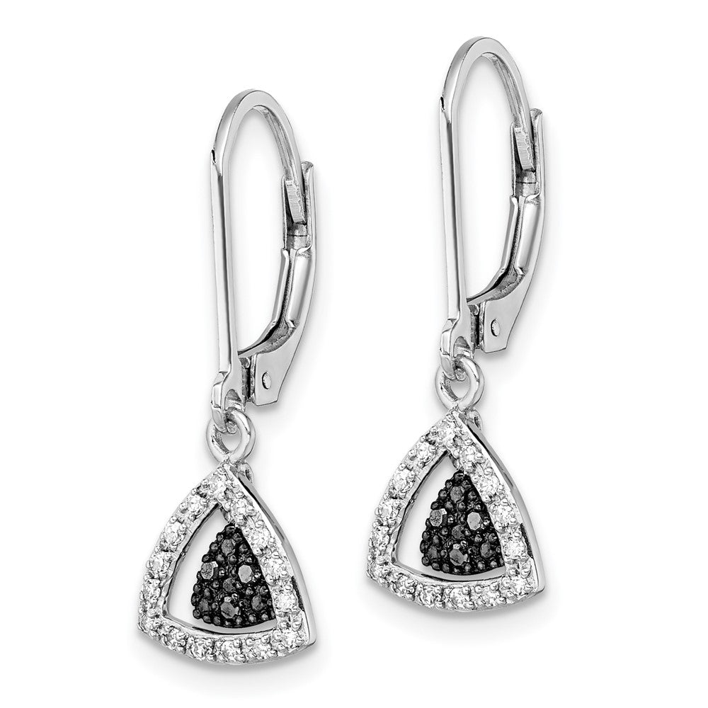 Sterlingsilber Weiß Nacht Rhodiniert Schwarz und Diamant Hängend Ohrhänger mit Brisur