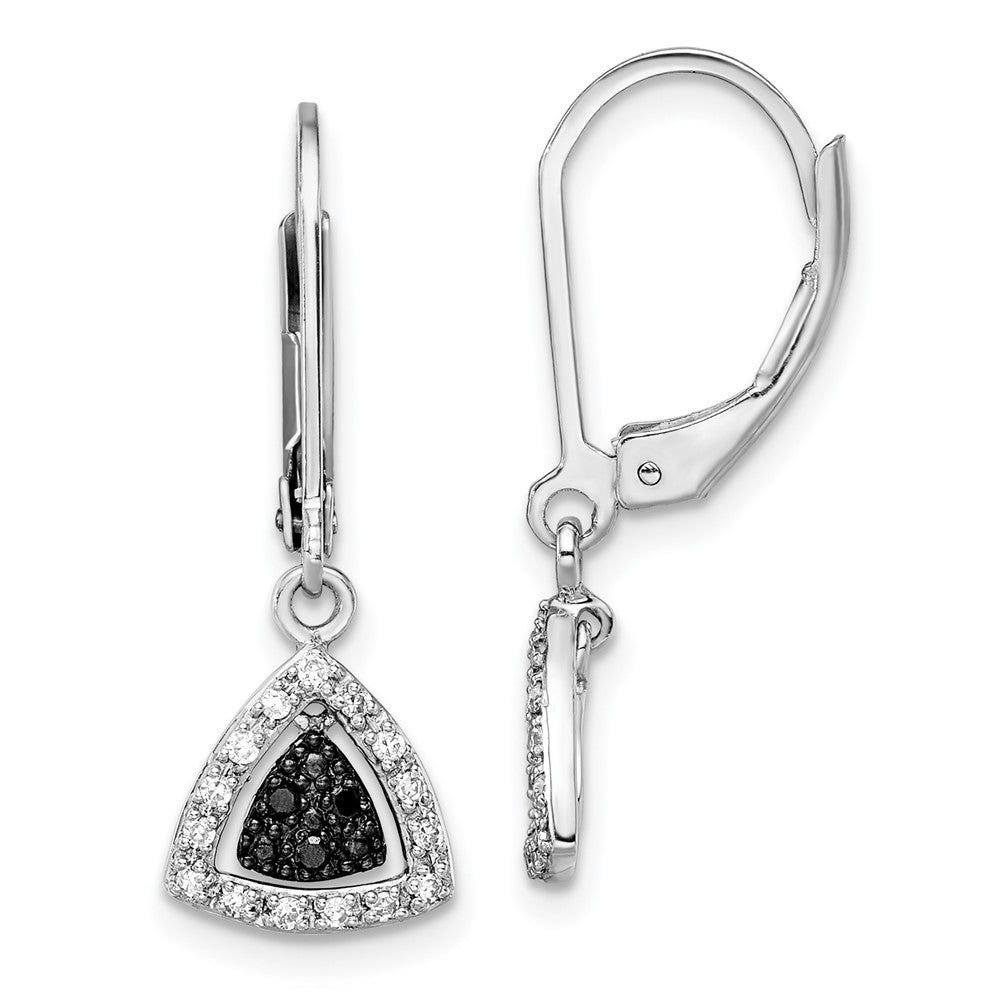 Sterlingsilber Weiß Nacht Rhodiniert Schwarz und Diamant Hängend Ohrhänger mit Brisur