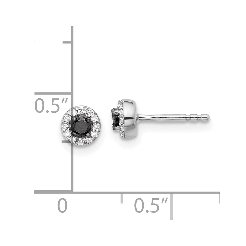 Sterlingsilber Weiß Nacht Rhodiniert Schwarz und Diamant Kreis Ohrstecker