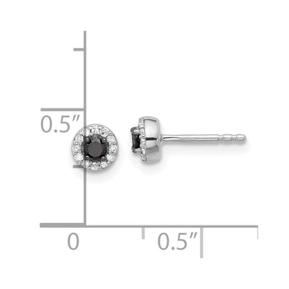 Sterlingsilber Weiß Nacht Rhodiniert Schwarz und Diamant Kreis Ohrstecker