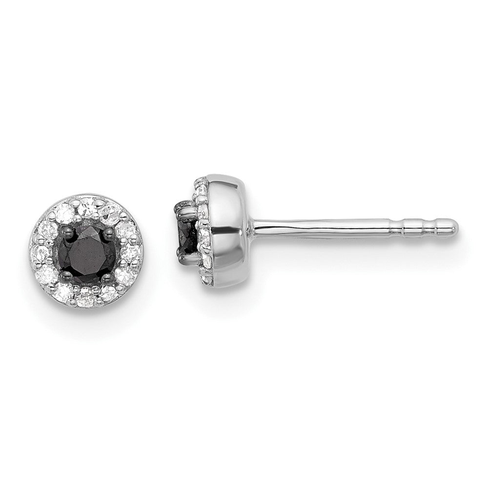 Sterlingsilber Weiß Nacht Rhodiniert Schwarz und Diamant Kreis Ohrstecker