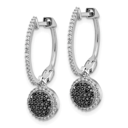 Sterlingsilber Weiß Nacht Rhodiniert Schwarz und Diamant Klappbar Creole Ohrhänger