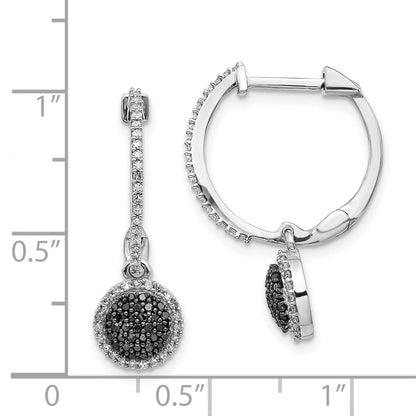 Sterlingsilber Weiß Nacht Rhodiniert Schwarz und Diamant Klappbar Creole Ohrhänger