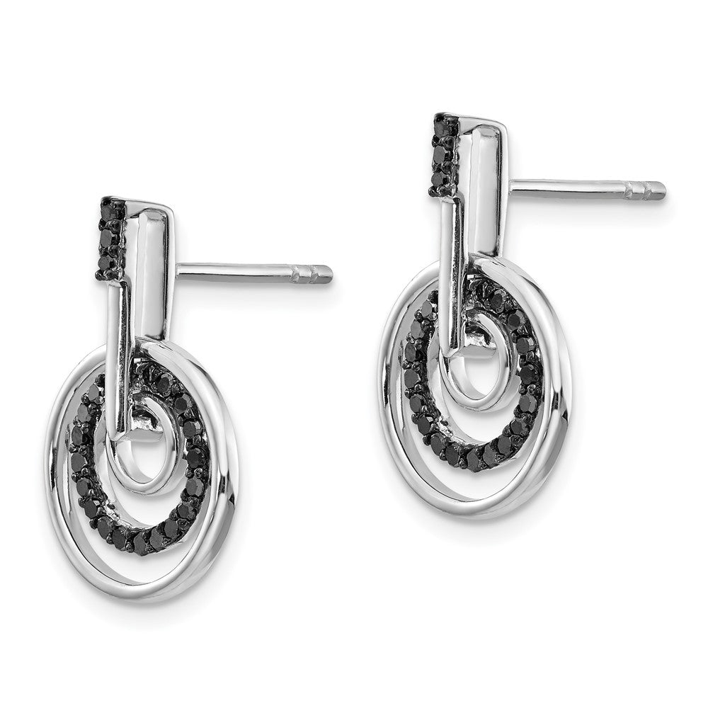 Sterlingsilber Weiß Nacht Rhodiniert Schwarz Diamant Ohrstecker