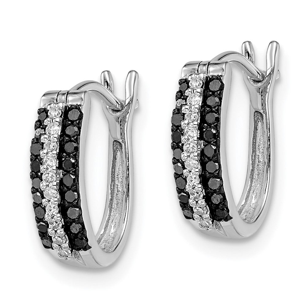 Sterlingsilber Weiß Nacht Rhodiniert Schwarz und Diamant Klappbar Ohrstecker