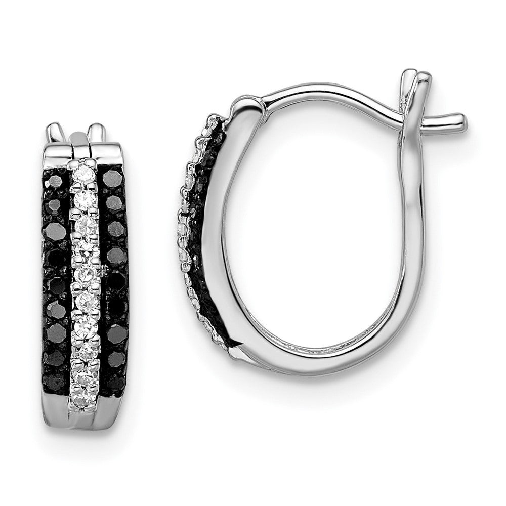 Sterlingsilber Weiß Nacht Rhodiniert Schwarz und Diamant Klappbar Ohrstecker