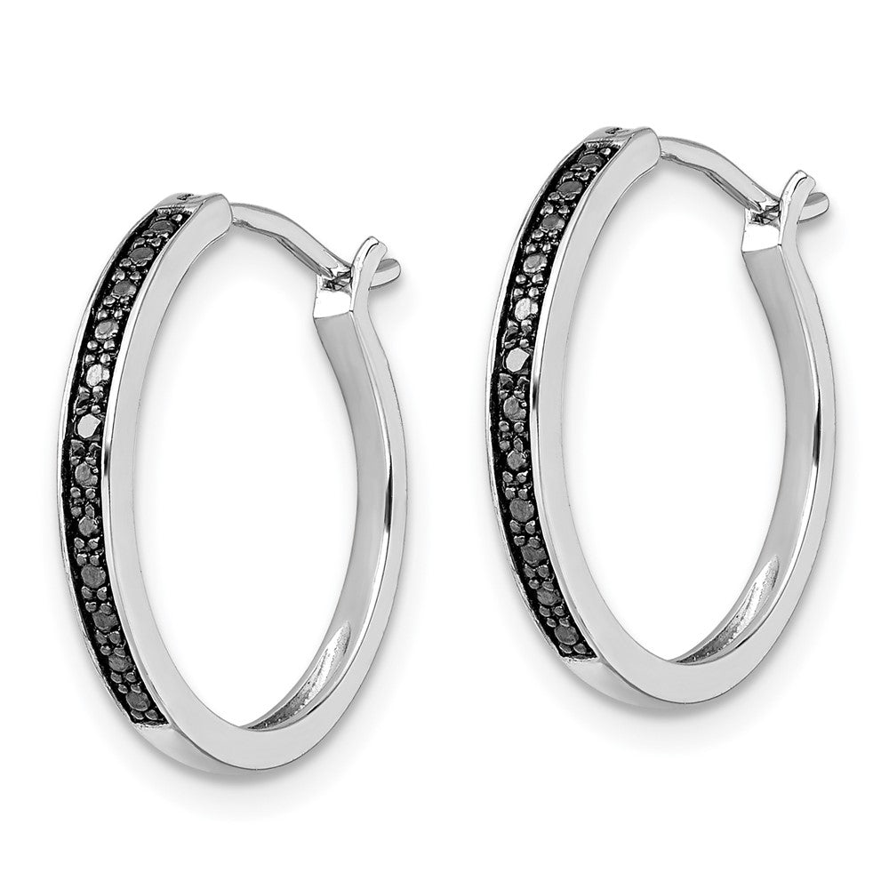 Sterlingsilber Weiß Nacht Rhodiniert Schwarz Diamant Creolen