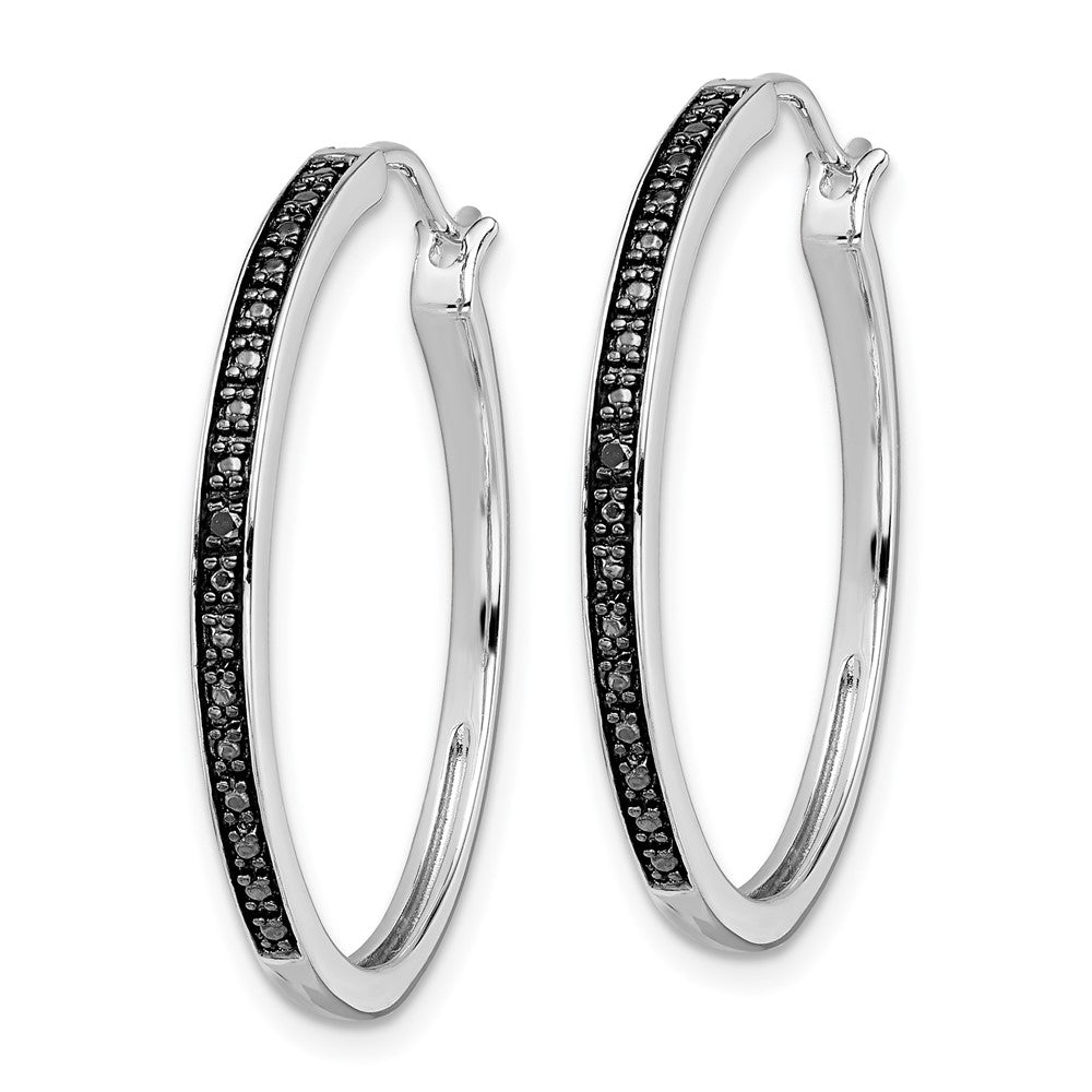 Sterlingsilber Weiß Nacht Rhodiniert Schwarz Diamant Creolen